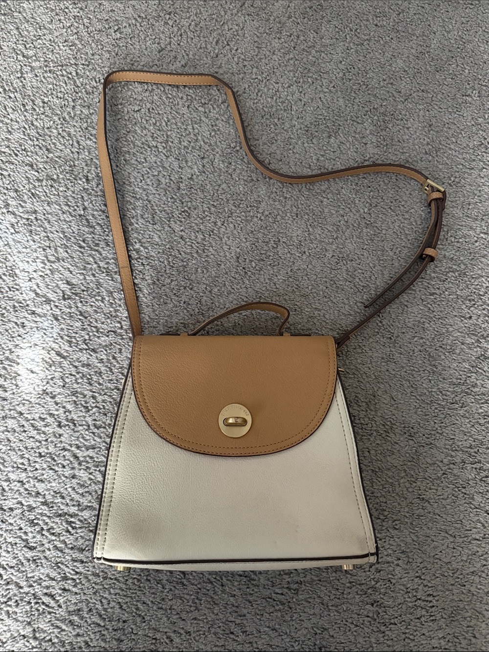 Spartina 449 Tan and Cream Leather Crossbody Satchel - Picture 1 of 2